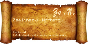 Zselinszky Norbert névjegykártya